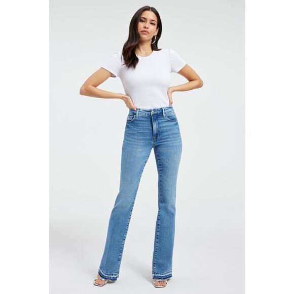 GOOD AMERICAN Good Classic Boot Jean Indigo412 High Rise Distressed Women's 6/28 - Picture 2 of 16